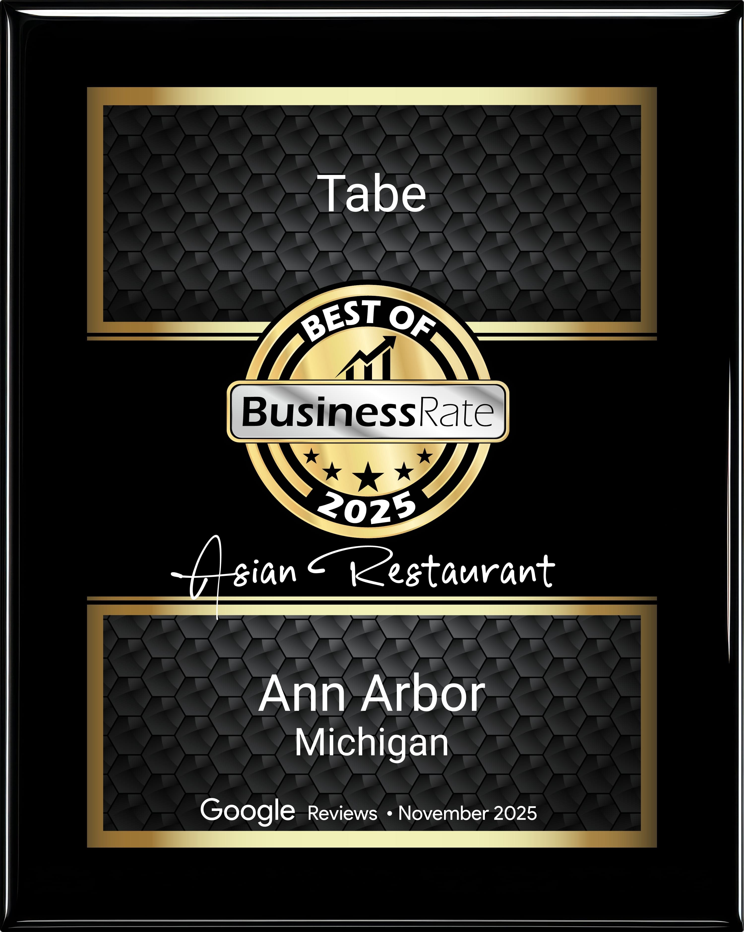 Tabe - Best of BusinessRate 2025 Award for Asian Restaurant in Ann Arbor